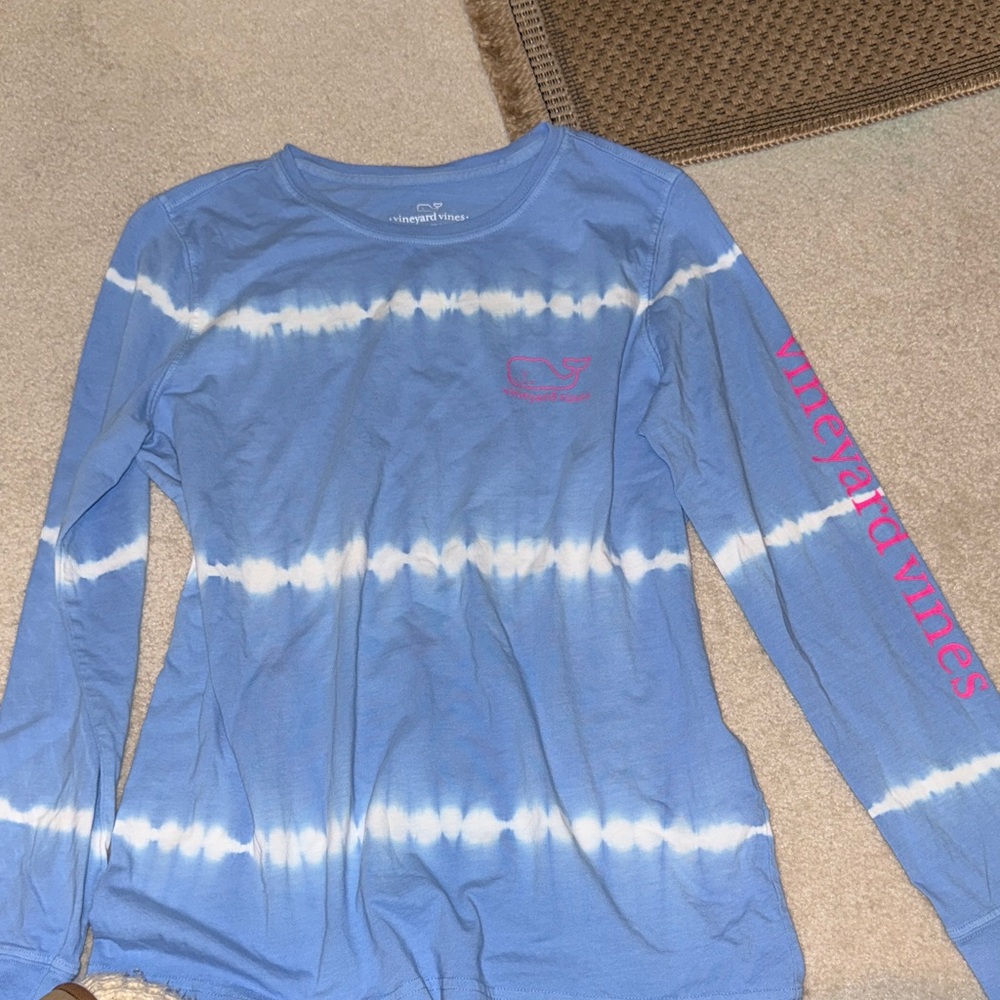 Vineyard Vines Blue and White Tie-Dye Shirt